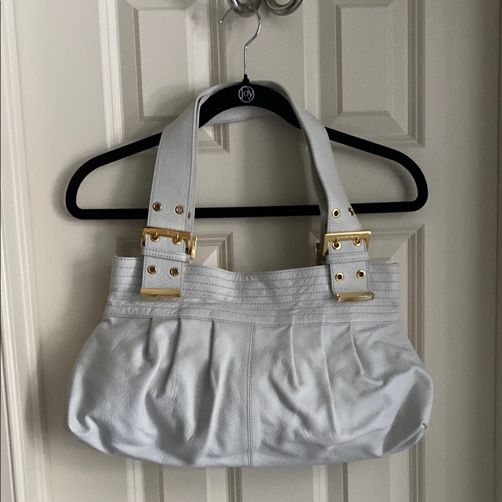 Elegant White Leather Tote Bag